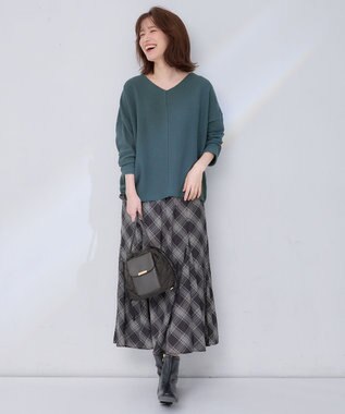 ANY 【洗濯機可能】Vネックニットソー グリーン