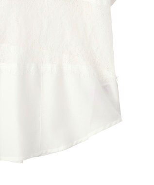 Green Parks レース切替５分袖シャツ White