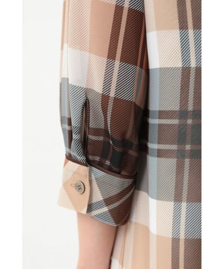 DAKS ビッグトランスチェックシフォンワンピース ベージュ