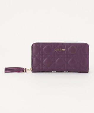 LA BAGAGERIE シープキルティング　ラウンドウォレット ダークパープル