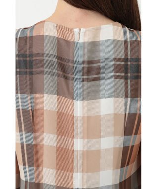 DAKS ビッグトランスチェックシフォンワンピース ベージュ