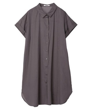 Green Parks ミディ丈半袖シャツワンピース Charcoal Gray