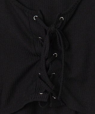 WEGO レイヤードレースアップ長袖トップス ブラック