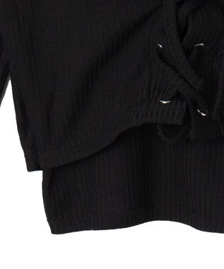 WEGO レイヤードレースアップ長袖トップス ブラック