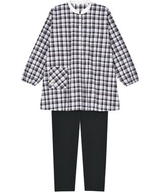 Wing 【パジャマ】長袖・長ズボン　綿100%　チェック柄　ウイング／ワコール　EP4000 ブラック