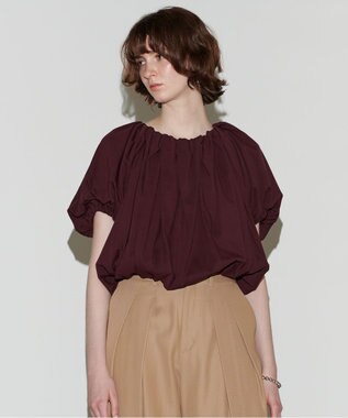 NAVE 【Nave 　洗える・接触冷感】クロップドジャージーブラウス ワイン系