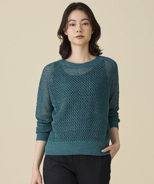 自由区 S リネンミドルゲージメッシュ ニット