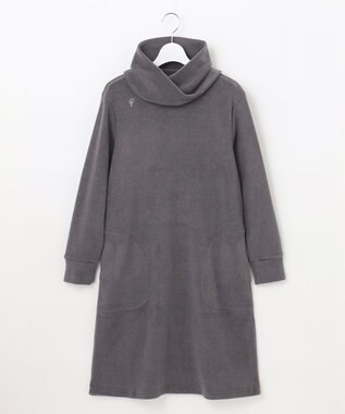 23区GOLF 取り外し可能なスヌード付き【23Fondation/WOMEN】【吸湿発熱】フーディー風 ワンピース グレー系
