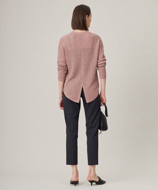 ICB 【洗える】 ペーパーブレンドシャインニット Vネックプルオーバー フラミンゴ系