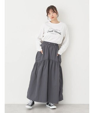 earth music&ecology ドロストテックスカート Charcoal Gray