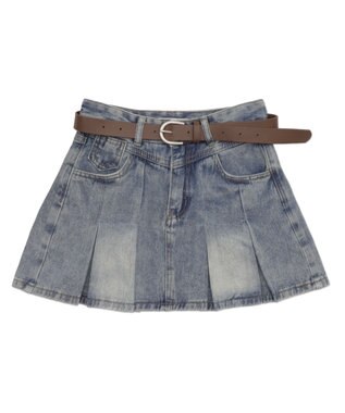 WEGO タックプリーツデニムミニスカパン デニム淡色