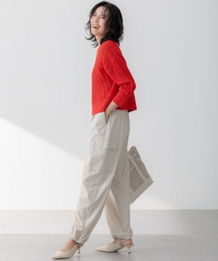 23区 【撥水加工/洗える】ナイロン2WAYストレッチ パラシュート パンツ ベージュ系