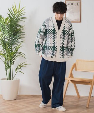 WEGO ベロアモール総柄カーディガン 柄1