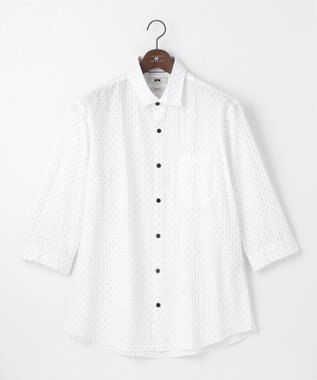 JOSEPH ABBOUD 【キングサイズ・UVカット】オーガニックコットンプリッセ 七分袖シャツ ライトグレー系5