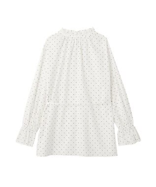 earth music&ecology 【イージーケア】TRキュプラダブルボタンフリルシャツ Dot