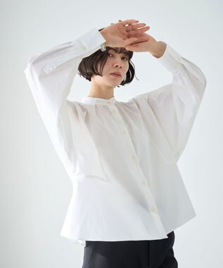 UNFILO 【新色追加】ギャザーワイドシャツ オフ