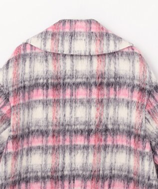 GRACE CONTINENTAL シャギーチェックピーコート ピンク