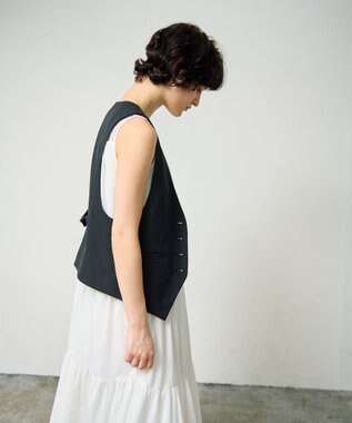 GRACE CONTINENTAL リネン混ツイルジレ ブラック