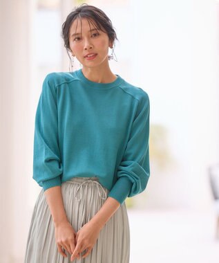 ANY 【洗濯機可】スプリングラグランニット グリーン