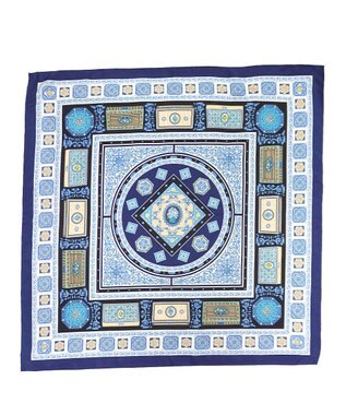 Marca 【伝統横濱スカーフ】宝石箱  大判 シルクツイル スカーフ ブルー