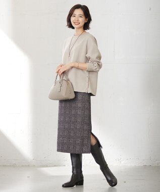 J.PRESS LADIES 【洗える】チェック ジャカード ナロー スカート ブラウン系5