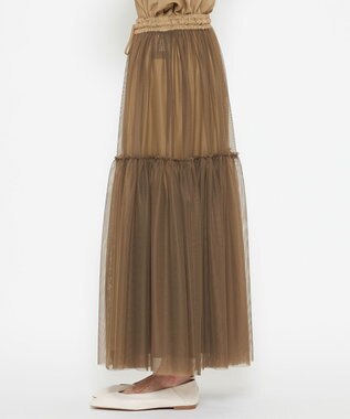 uncrave 【撥水・UVカット】ナイロンタスラン ティアードスカート（uncrave WHITE） ベージュ