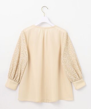 ANY SIS S 【洗える】エンブロイダリーコンビ ブラウス ライトイエロー