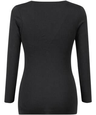 Wing あったかインナー 綿100％(肌側) 集中保温(背中) 【綿の贅沢 ここちフラット 集中保温】 8分袖 長袖 秋 冬 EL4868 ウイング／ワコール ブラック