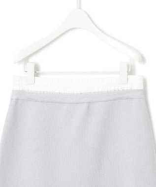 ICB L 【洗える】コットンポリエステルスムース ニットスカート シルバー系