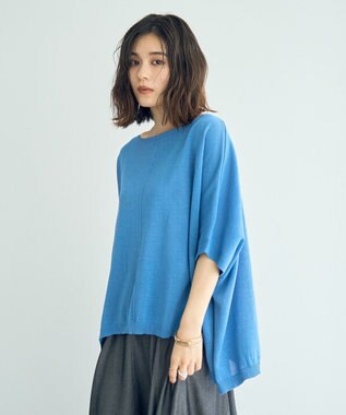 YECCA VECCA ペーパーヤーンルーズニット Blue
