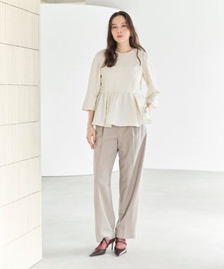 #Newans 【ANSWER for ファッショニスタ 】ウエスト調整可ワイドパンツ ベージュ系