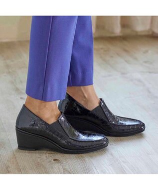 MODE ET JACOMO <D'ICI>ウェッジヒールサイドゴアスリッポンシューズ ブラックビー