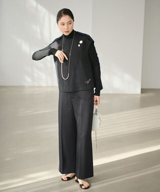 #Newans 【ANSWER for アクセサリーLOVER】ロングスリットワイドパンツ ブラック系