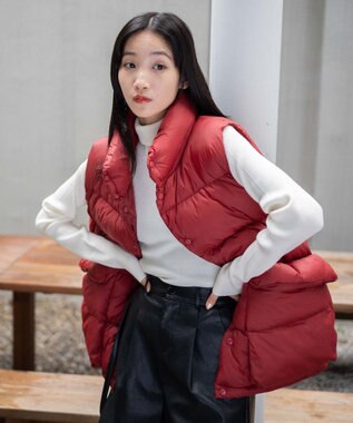 WEGO カラーナイロンパテッドベスト ワイン