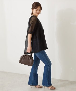 AMERICAN HOLIC シアーパフスリーブニットプルオーバー Black