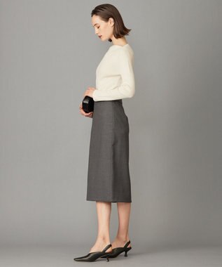ICB L 【セットアップ対応】ウールストレッチ タイトスカート チャコール系