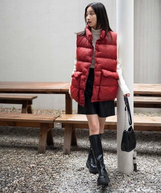 WEGO カラーナイロンパテッドベスト ワイン