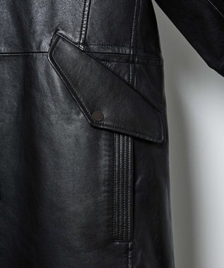 JOSEPH ABBOUD ベジタブルラムスキンレザーコート ブラック系