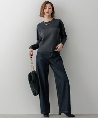 23区 S 【洗える】ウールミルドジャージー ビスチェライクコンビ カットソー グレー系