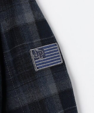 J.PRESS KIDS 【140-170cm】フラッグワッペン チェックシャツ ネイビー