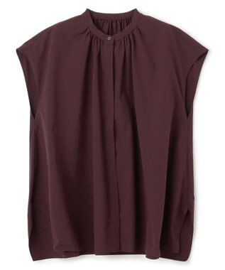 UNFILO FINE MOVE ギャザーブラウス バーガンディ