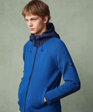 JOSEPH ABBOUD MOUNTAIN 【軽さ/ストレッチ】 CORDURA COTTON アウトドアニットパーカー ブルー系