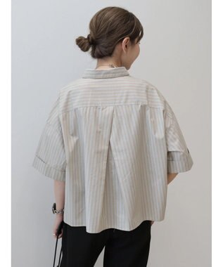 AMERICAN HOLIC イージーケア５分袖バックタックシャツ Stripe Beige