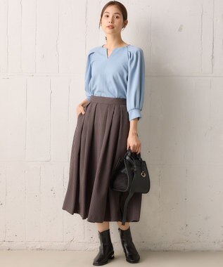 組曲 タックスリーブカルゼ カットソー サックスブルー系