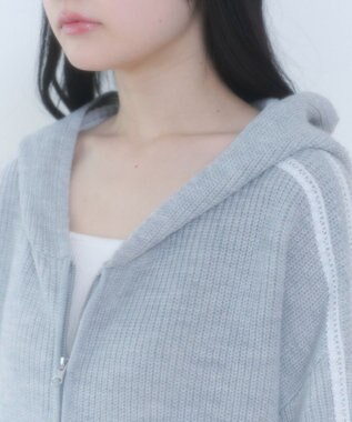 WEGO レースリボンニットパーカー 杢グレー