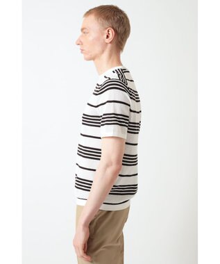 DAKS ポインテールストライプニットTシャツ ブラック