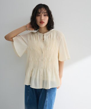 Green Parks ＳＥＴ２点マジョリカシャーリングブラウス＋タンク Light Green