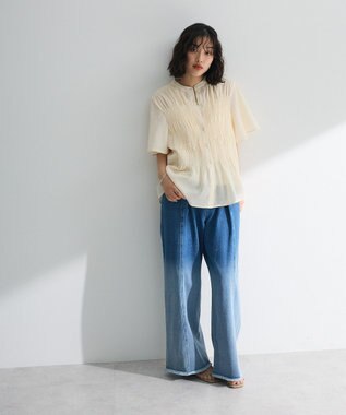 Green Parks ＳＥＴ２点マジョリカシャーリングブラウス＋タンク Light Green