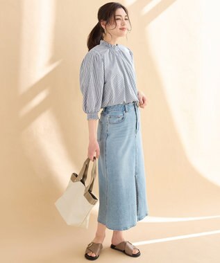 ANY L 【接触冷感/UVカット/抗菌防臭/速乾】エニイファンクション シャーリングブラウス ロンスト