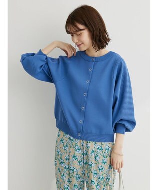 Green Parks ・ｆｕｒｒｙ　ｒａｔｅ２ｗａｙかる~いニットカーデ Blue